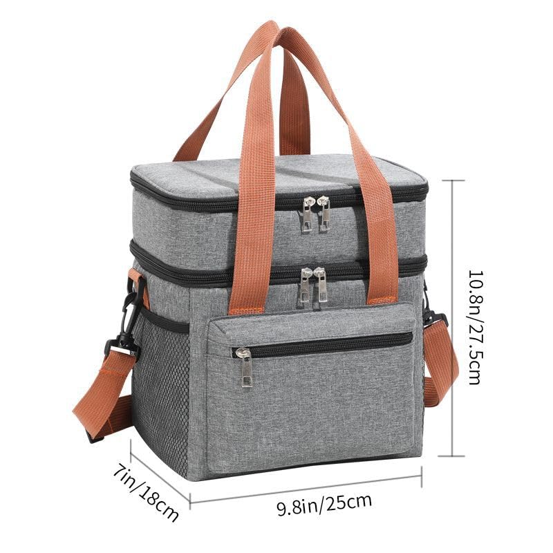HASTHIP Expandable Insulated Lunch Bag, Kids Leakproof Storage Lunch Bag, Double Deck Heavy Duty Durable Lunch Bag Leakproof Cooler Bags for Office School College Travel Camping Picnic (Grey) HASTHIP Expandable Insulated Lunch Bag, Kids Leakproof Storage Lunch Bag, Double Deck Heavy Duty Durable Lunch Bag Leakproof Cooler Bags for Office School College Travel Camping Picnic (Grey)